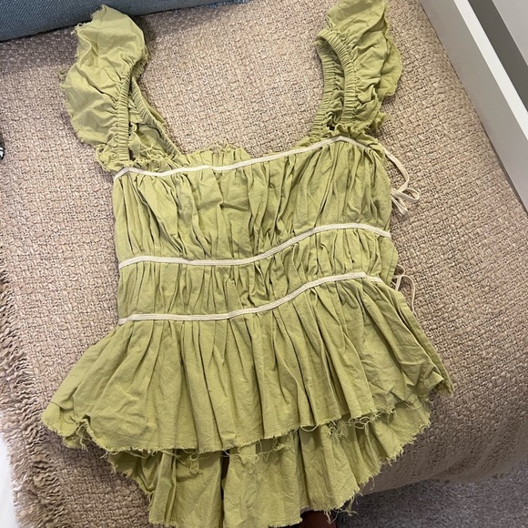 Free People Peplum Tie Side Top Sage green - Picture 2 of 3